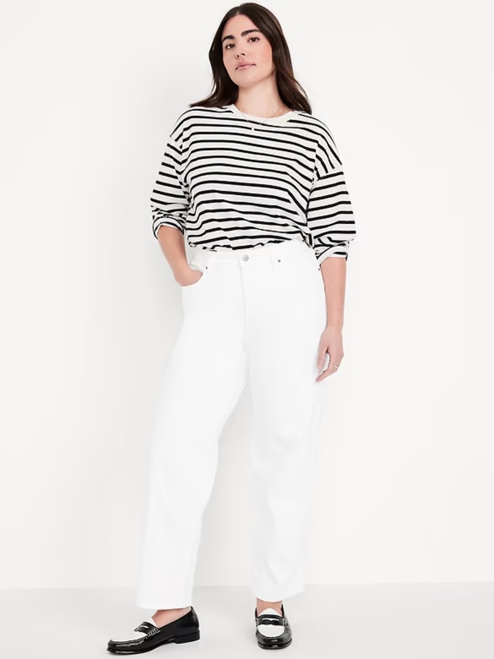 Old Navy OG High Rise Straight Leg Ankle Length Jeans White Size 14 Classic Mom